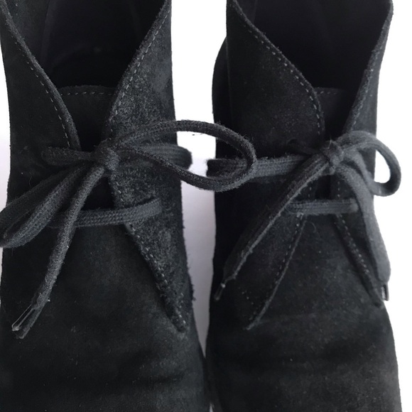 J. Crew black suede leather wedge heel laced chukka booties - Picture 3 of 7